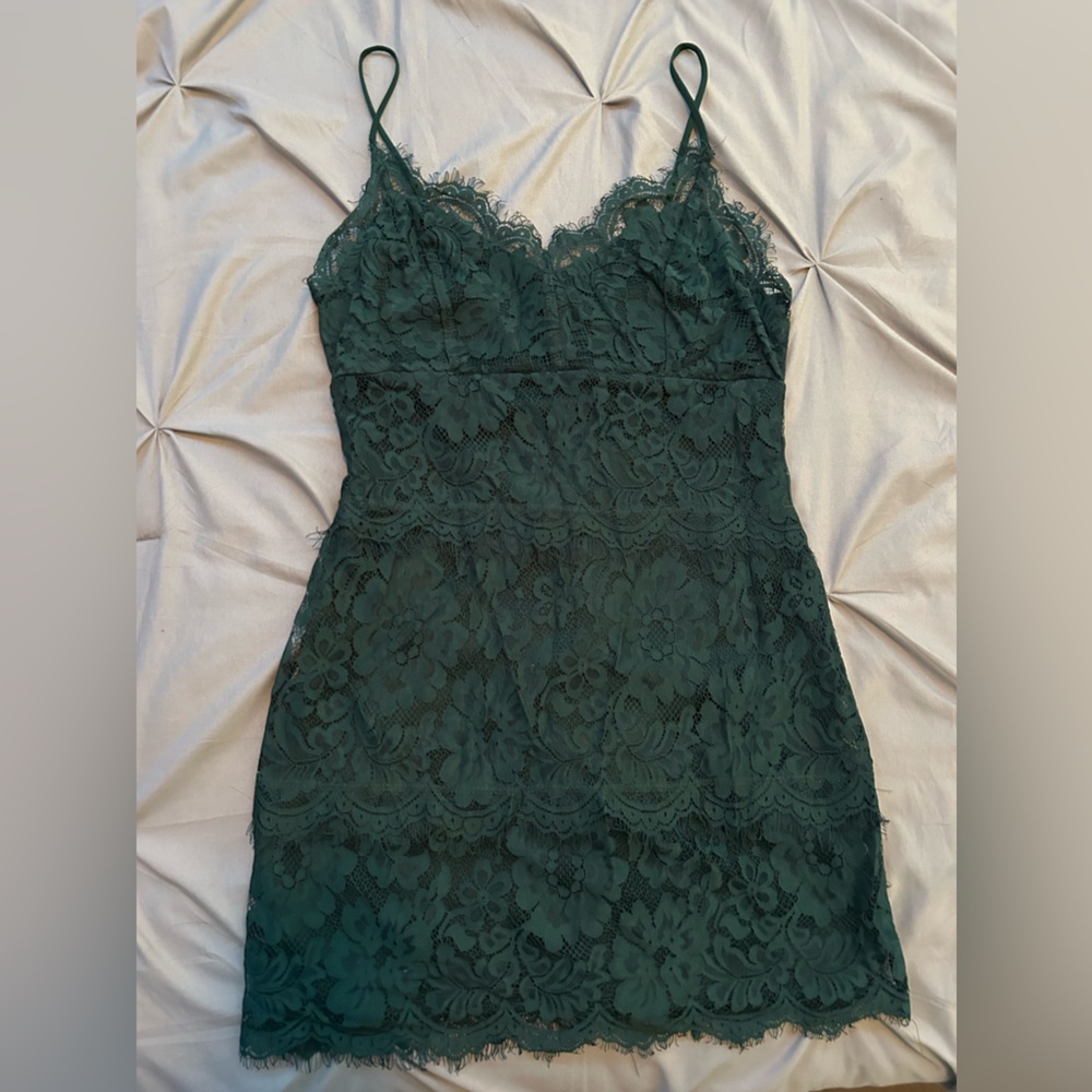 Topshop Petite Mini Dress Green Lace
